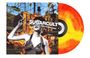 Text: "SUGARCULT PALM TREES AND POWER LINES". Collage mit Frau, Flammen, Palmen, Hubschrauber und Stromleitungen. Vinyl in Gelb-Rot.