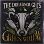 "The Dreadnoughts", "Green Willow". Illustration eines Dachses mit intensiven gelben Augen und grünen Elementen im Hintergrund.
