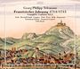 Georg Philipp Telemann, Französischer Jahrgang 1714/1715, Complete Cantatas Vol. 6. Illustration mit Burg auf einem Hügel.