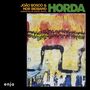 „JOÃO BOSCO & NDR BIGBAND“ und „HORDA“ in kräftigen Farben auf schwarzem Hintergrund, mit abstrakter Illustration.
