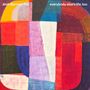 Oben: "Josh Berman Trio" und "everybody else's life, too". Abstrakte Kunst mit bunten, überlappenden Formen.