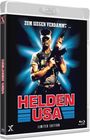 Text: "ZUM SIEGEN VERDAMMT… HELDEN USA LIMITED EDITION." Ein Mann in Uniform mit Waffe vor einem blauen Hintergrund.