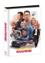 "The Marine", John Cena. Illustration mit Figuren in Aktion, Autos, Helikopter und Explosionen.