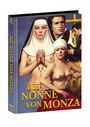 "Die Nonne von Monza" in gelben Buchstaben. Eine Nonne in Nonnentracht betet, daneben eine andere Frau mit Dornenkrone.