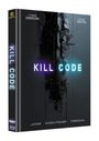 Text: KILL CODE. TYRESE GIBSON. HARVEY KEITEL. JUDGE EXECUTIONER FREEDOM. Umschlag eines Films mit futuristischem Design.