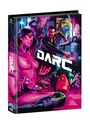 Text: "DARC". Illustration: Dynamische, bunte Szene mit kämpfenden Figuren und einer Frau in sinnlicher Pose.