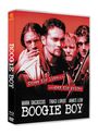 "Cross the line... ...pay the price." Darunter: "Mark Dacascos Traci Lords James Lew BOOGIE BOY". Vier ernst dreinblickende Personen.