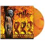 „Nile“ in dunkler, dekorativer Schrift. Alte Skulptur links, orange-gelbes Muster, Plattenhülle mit hypnotischen Motiven.