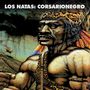 Text: "LOS NATAS: CORSARIONEGRO". Illustration eines muskulösen Kriegers mit Leopardenmuster und Federn.