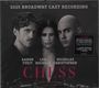 "2025 BROADWAY CAST RECORDING." Drei Gesichter, ernst blickend. Namen: Aaron Tveit, Lea Michele, Nicholas Christopher.