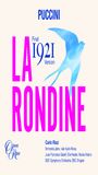 "Final 1921 Version La Rondine" in großen Buchstaben mit einem blauen Vogel und weiteren Künstler- und Orchesterinfos.