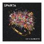 "SPARTA" und "CUT A SILHOUETTE". Eine bunte Blumenexplosion aus einem goldenen Ring vor schwarzem Hintergrund.