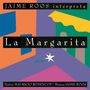 “JAIME ROOS interpreta La Margarita.” Abstrakte Formen in leuchtenden Farben und eine weiße Blume auf lila Hintergrund.