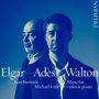 „Elgar Adès Walton, Iain Burnside, Michael Foyle, Music for violin & piano“. Zwei Männer in blauem Licht, ernst blickend.