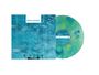 Text: "MINUS THE BEAR, bands like it when you yell 'YAR!' at them." Blau-grünes Vinyl, Muster aus Wasser und Gittern.