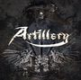Artillery, Legions. Darker Hintergrund mit angedeuteten Symbolen und Figuren, darunter ein Wappen mit zwei geflügelten Wesen.