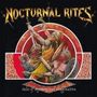 "Nocturnal Rites" oben, "tales of mystery and imagination" unten. Illustration: Krieger in Kampfpose, mythologische Motive.