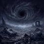 "Theosophy Line Before the Event Horizon" steht unten. Eine düstere Landschaft mit Astronauten, Ruinen und einem Wirbel am Himmel.