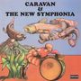 „CARAVAN & THE NEW SYMPHONIA“. Eine Illustration: Ein Mann spielt Trommel, große Fische schwimmen darüber.
