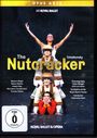 "The Nutcracker", Tchaikovsky, Tänzer lächeln. Oben der Titel, unten Akteure und Mitwirkende. Ballet- und Opernmarkierung.