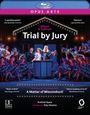 "Gilbert & Sullivan: Trial by Jury", "A Matter of Misconduct!", Scottish Opera, lebendige Bühnenaufführung mit bunten Kostümen.
