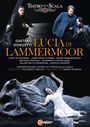 Teatro alla Scala präsentiert "Lucia di Lammermoor" von Gaetano Donizetti. Szene mit vier Darstellern, ein weiblicher in Weiß.