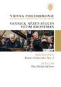 VIENNA PHILHARMONIC Konzert mit Yannick Nézet-Séguin und Yefim Bronfman; Werke: Beethoven, Strauss; Fotos am Klavier und Dirigentenpult.