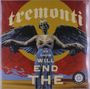 „Tremonti“, „US Show Will End The“. Illustration mit einem geflügelten, skelettierten Wesen vor rotem und gelbem Hintergrund.