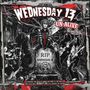 "Wednesday 13", "UN-ALIVE", "RIP WEDNESDAY 13", "Horrifying live concert". Illustration einer düsteren Band.