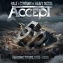 „HALF A CENTURY OF HEAVY METAL“, „ACCEPT“, „50“, „TEUTONIC TITANS 1976-2026“. Helikopter über gigantischer 50.