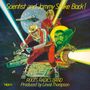 „Scientist and Jammy Strike Back! ROOTS RADICS BAND Produced by Linval Thompson.“ Science-Fiction-Illustration mit Raumschiffen und Figuren.