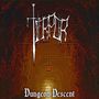 Text: "TORPOR" und "Dungeon Descent". Illustration eines dunklen, tunnelartigen Dungeons mit einer Laterne.