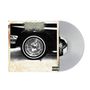 Schwarz-Weiß-Foto eines Autoreifens; "Parental Advisory" Hinweis unten rechts; transparentes Vinyl.