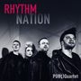 Text: "RHYTHM NATION" und "PUBLIQuartet". Vier Personen in schwarzer Kleidung, vor neutralem Hintergrund.