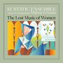 "ECSTATIC ENSEMBLE music & arrangements Malena Ernman The Lost Music of Women" in Illustration mit Nonne und Blumen.