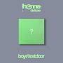 "home deluxe" und "boy next door" stehen auf einem grauen Hintergrund. Ein grünes Quadrat mit "?".
