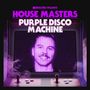 "Defected presents House Masters Purple Disco Machine" in lila Schrift über einem Retro-Arcade-Spiel mit Bild eines Mannes.