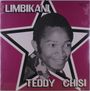 Text: "LIMBIKANI" und "TEDDY CHISI". Schwarz-weißes Porträt eines Mannes in einem großen Stern auf rosa Hintergrund.