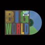 Texte: „BIG WORLD“, „the new album by HOVVDY“, „limited edition green / blue vinyl.“ Buntes Cover, Vinyl rechts.