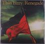 "Thin Lizzy Renegade" oben. Davor eine rote Flagge mit Sichel und Hammer, die von einer Axt gehalten wird.