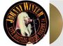 Text: "Johnny Winter Live Bootleg Series Volume 14". Illustration eines Sängers mit Mikrofon auf einem runden, schwarzen Hintergrund.