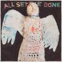 Text: "ALL SET THE BONE". Ein stilisierter Engel mit ausgebreiteten Flügeln, verziert mit bunten Mustern.