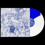 Text: "I'm C". Zeichnung eines chaotischen Zimmers von oben, Person mit Kopfhörern schläft am Schreibtisch. Vinyl blau-weiß.