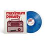 "maximum penalty", "independent" auf einem Plattencover mit rotem Radio, daneben eine blaue Vinyl-Schallplatte.