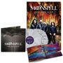 MOONSPELL, FROM DOWN BELOW. Albumcover mit Bandfoto in Höhle, bunte Vinylplatte, Booklet und Schallplattenhülle.
