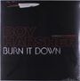 Text: "Boy Harsher - Burn It Down, From the Motion Picture Halloween Ends." Schwarzer Hintergrund, Messer-Grafik oben.
