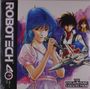 "Robotech" und "The Vocal Music Collection" stehen auf einem bunten Anime-Cover mit blauhaariger Frau am Mikrofon und Raumschiff.