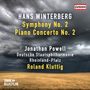 „Hans Winterberg, Symphony No. 2, Piano Concerto No. 2“ vor stürmischem Himmel über einem braunen Feld. Logo-Symbole vorhanden.