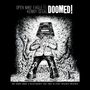 Titel: "Open Mike Eagle & Kenny Segal DOOMED!" Illustration: Person mit Stereoanlage als Kopf und Explosion im Hintergrund.
