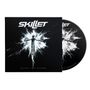 „SKILLET“ und „AFTER THE STORM“. Illustration: Silhouette vor Explosion aus Lichtstrahlen. CD und Hülle.